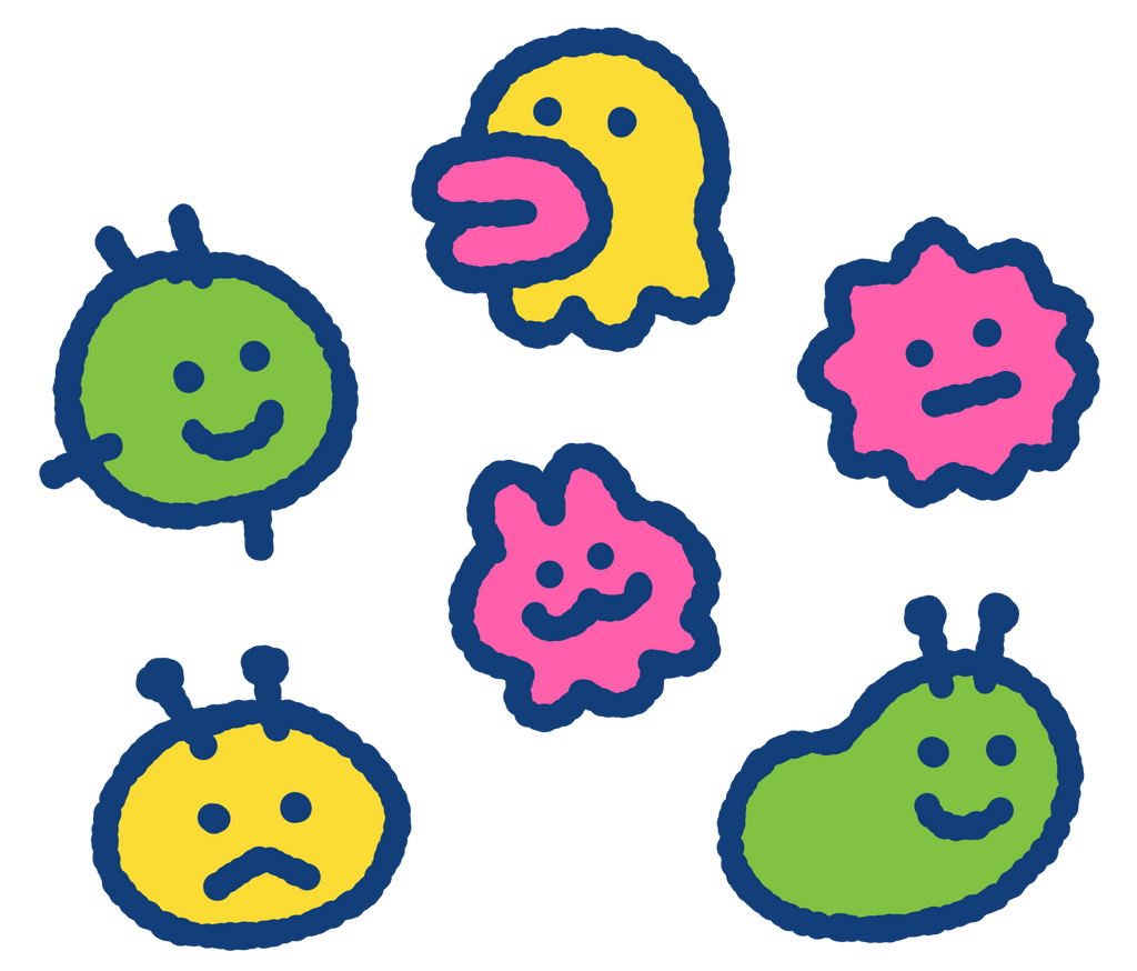 multiple bright colored germs